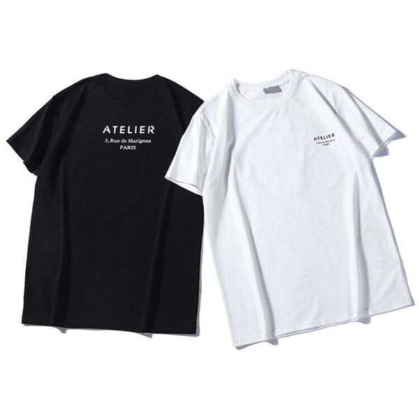 

Whole ale 2019 ummer men 039 pari fa hion atelier print t hirt ca ual hort leeve ela tic cotton tee