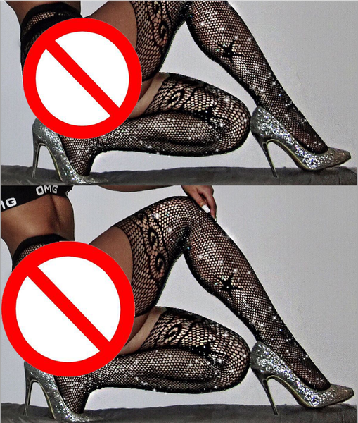 

new rhinestone jacquard pants starry leggings open file large size fishnet socks net pants stockings w55, Red;black