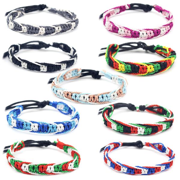 

selling basic braided multi-color nepalese hand-braided men's and women's universal bracelet handrope, Golden;silver