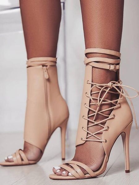 

emmaking new fashion roman sandals cross strap sandals ankle strap women stiletto high heel women 2020, Black