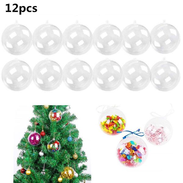 

12pcs diy romantictransparent filling christmas balls for wedding party home merry christmas gifts tree decoration