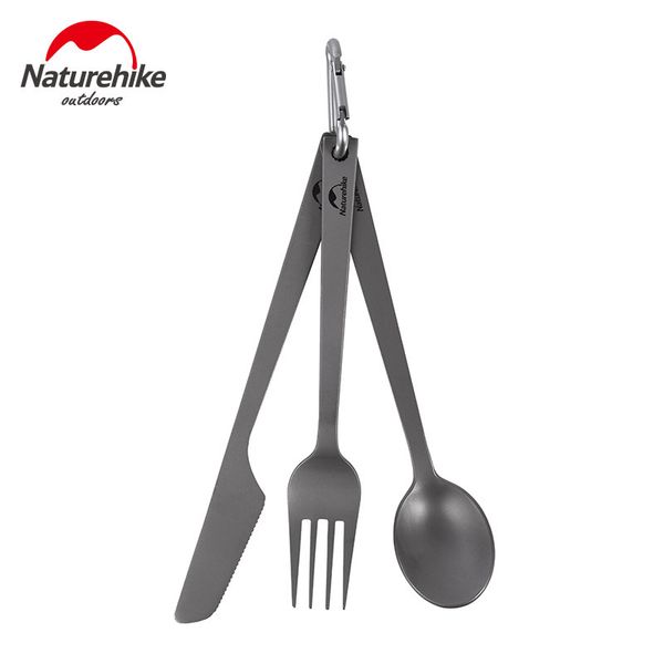 

naturehike camping picnic utensils titanium cutlery knife fork spoon ultralight portable tableware for tourism nh19t012-d