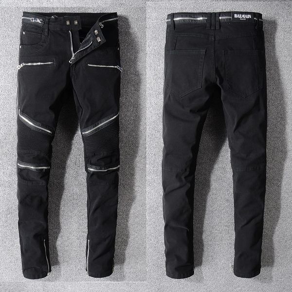 

mens damaged ripped biker denim jeans slim fit ripped denim for men zip patched harmonium knee holes washed vintage jeans for men, Blue