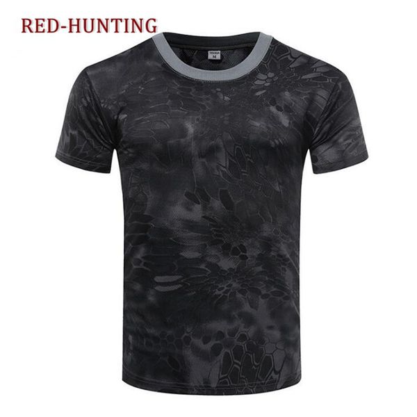 

outdoors hunting camouflage men tshirt breathable army tactical combat dry sport camo outdoor camp tees, Gray;blue