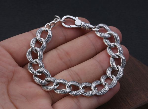 

men's women solid 925 sterling silver biker rock punk link bracelet bangle chain jewelry a4000, Black