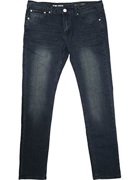 

ma croix mens skinny fit stretch jeans distressed ripped denim pants, Blue