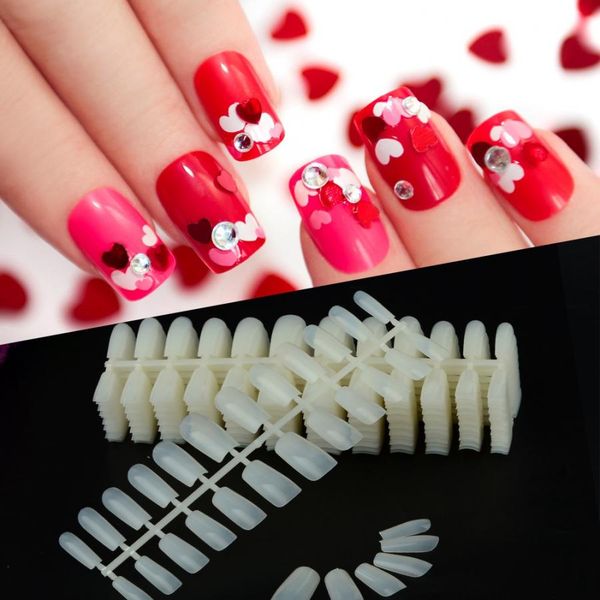 

nail tips 504pcs short square false nail tips full / half coverage dual use box pack art, Red;gold