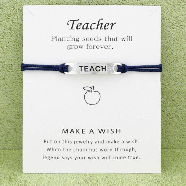 

дизайнерские браслеты многоцветные счастливые учителя день карты шарм браслеты бесконечность желание античное серебро регулируемые подарки ю, Golden;silver