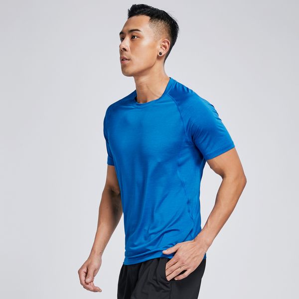 

men gym sport shirts tees outdoor quick dry breathable solid running shirts short sleeve workout training fitness t shirt, Black;red