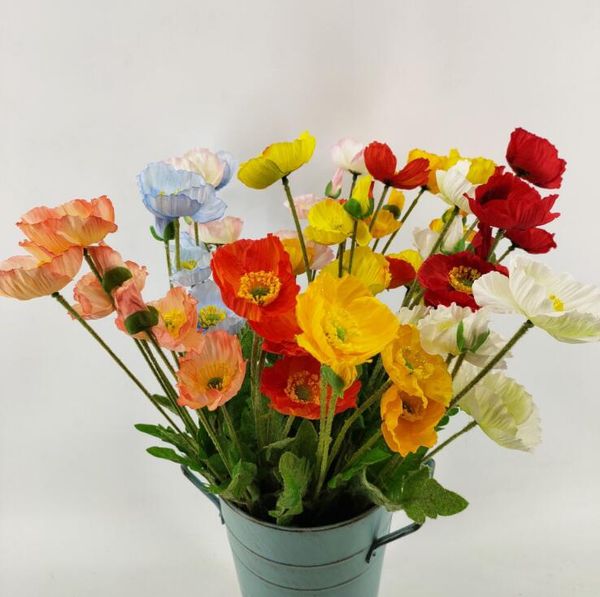 Fiore artificiale per la casa Fiori decorativi brouch di fiori di papavero decorazioni per feste di nozze un bouquet quattro teste di fiori