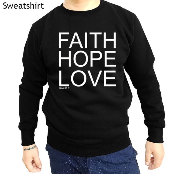 

o-neck sweatshirt men autumn hoody new christian hoodie faith hope love jesus cotton long sleeve male hoodies euro size, Black