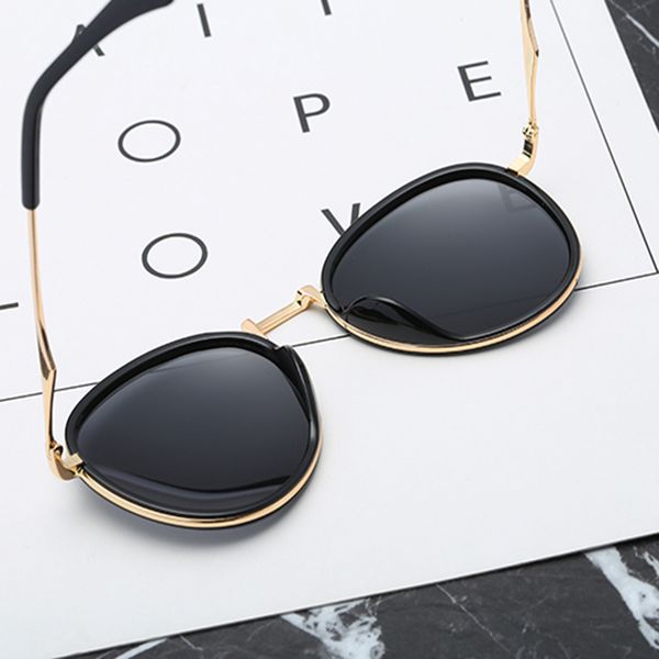 

luxury-new vintage retro fashion polarized sunglasses round sunglasses women sun glasses blue gray black tac anti-reflective uv400, White;black