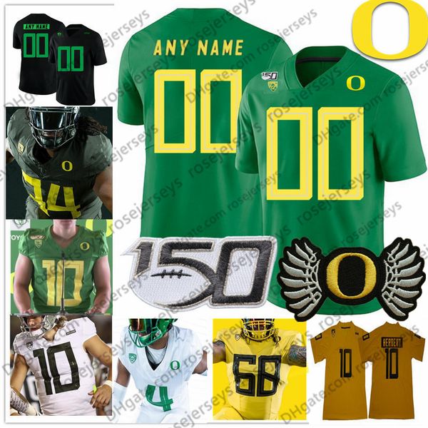 

2019 New Oregon Ducks 4 Mycah Pittman 66 Brady Aiello 80 Bryan Addison 87 Ryan Bay Black Yellow Gray Green White 150TH Jersey