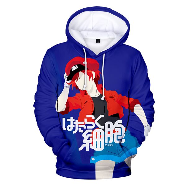 

new 3d anime japan cells at work hoodie young feamle pink sweet cartoon joker design cells at work 3d full printed outwear, Black