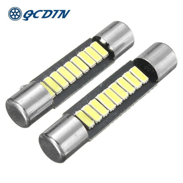 

qcdin 2pcs high power led hid white car vanity mirror lights sun visor lamp 9-smd-4014 6614f led bulb high power dome light lamp