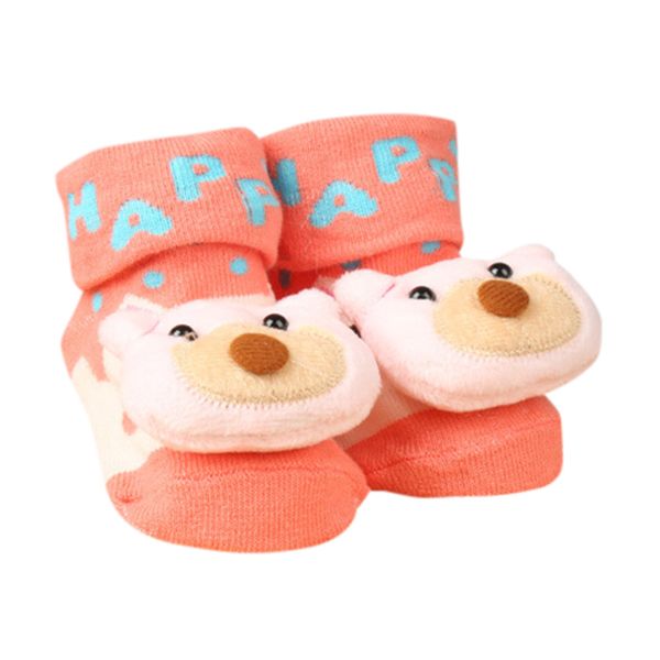 

1 pair short socks 2017 selling fashion cartoon newborn baby girls boys kids children anti-slip socks slipper shoes boots, Pink;yellow