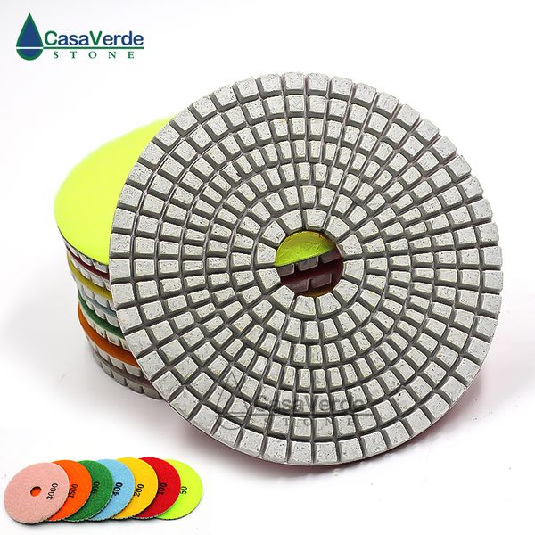 

new products 7pcs/lot 4 inch 100mm with 3.0mm diamond granite wet polishing pads for wet polisher for granite and marble