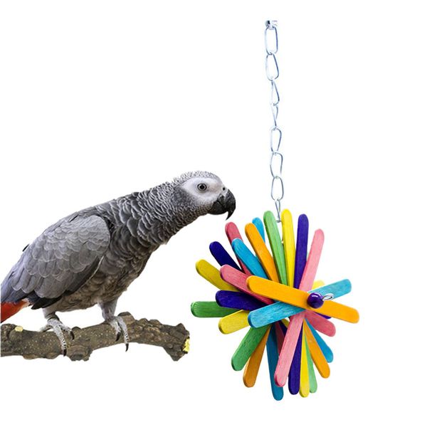 

1pcs parrot toys pet products bird bite colorful flowers wood molars string