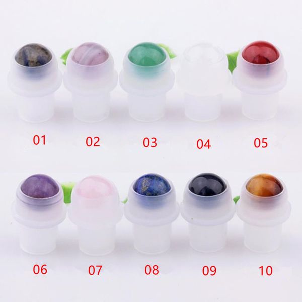 

natural gemstone roller ball for 5ml 10ml thick essential oil perfumes oil liquids bottle roll on bottles 10 colors f2005