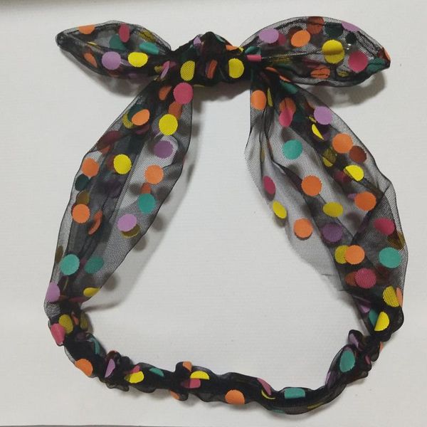 

boutique 10pcs fashion assorted color dot ears bow headbands cute bowknot bandanas princess headwear hair accessories, Slivery;white
