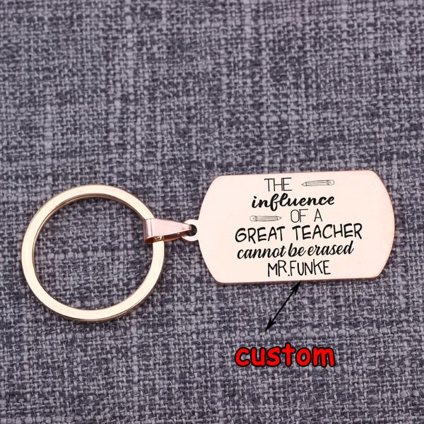 

keyring inscription car key tag custom teacher pendants present porte clef keepsake llaveros women men teachers day dog tag, Silver