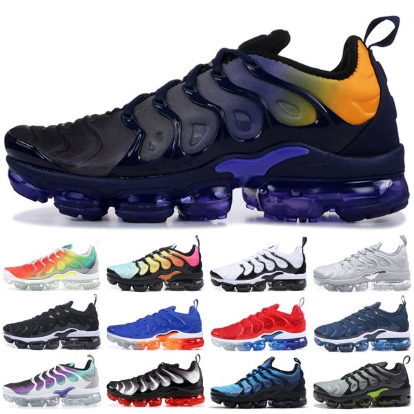 

triple black white tn plus running shoes men women designer shoes bleached aqua overbranding lemon lime bumblebee grape sport sneakers 5-11