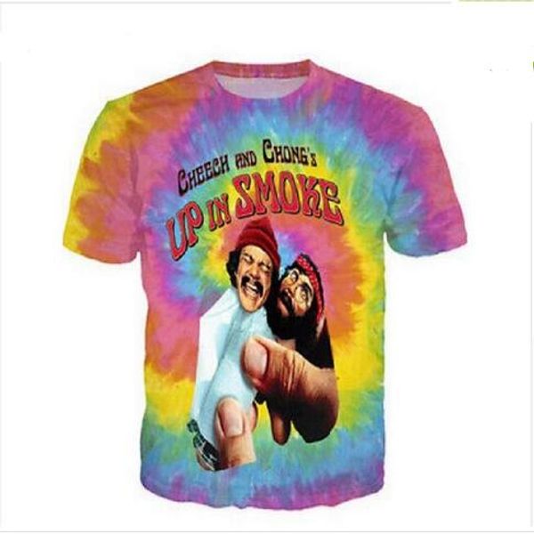 

summer style men/women short sleeve t-shirt cheech and chong up in smoke tie-dye 3d digital print t-shirts for tees shirts casual tees, White;black