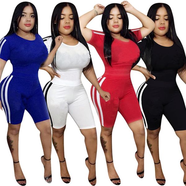 

women sports 2 piece set casual tracksuit letter short sleeve tee skinny mini shorts disigner summer clothing gym fitness outfits 671, Gray