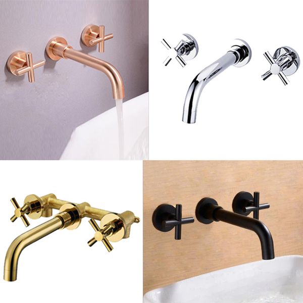 

good quality centerset basin faucet mixer tap dual holder 3 holes brass made multi color chrome rose matt gold black