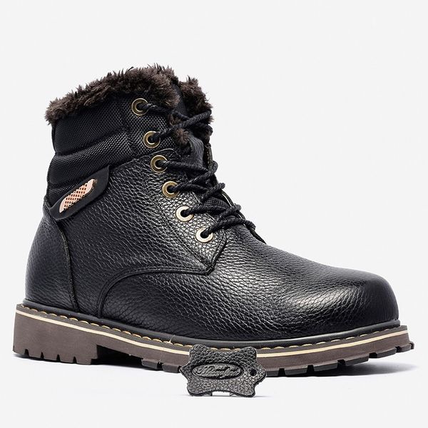 

size 38~50 warmest snow boots 2018 hecrafted brand russian style genuine leather men winter shoes #8815, Black