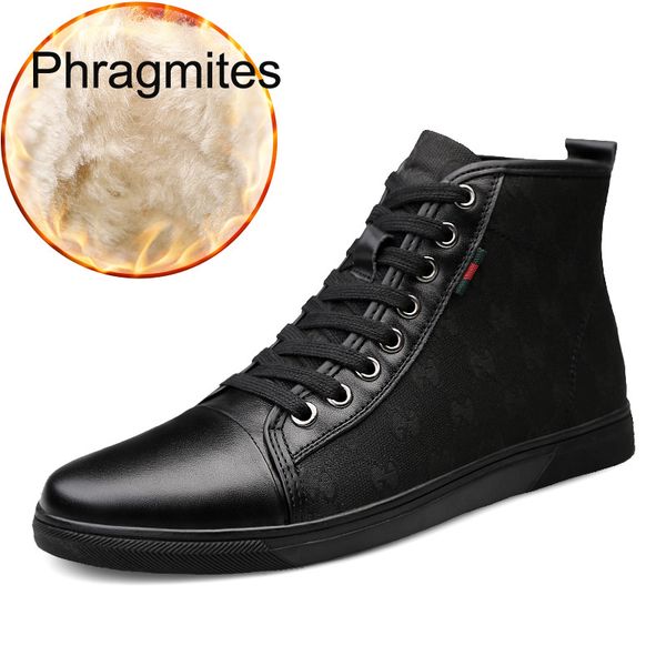 

phragmites fashion embroider genuine leather shoes russia men boots four season winter boots men flats, Black