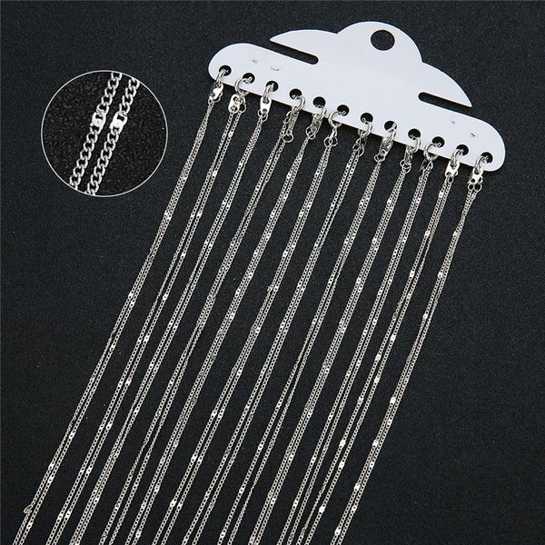 

12pcs dia 1.5mm моды металлические цепи ожерелье lot женщины copper gold цвет losster застежками ссылка цепи ожерелье ювелирные изделия длин, Silver