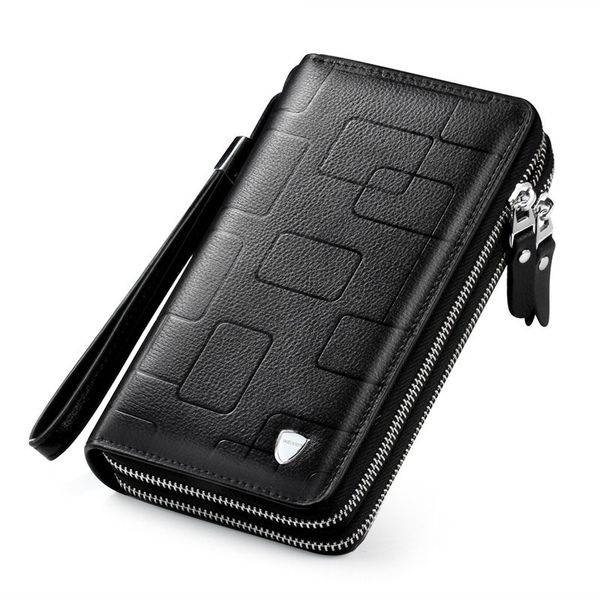 

beraghini men casual wallet long clutch handy bag male business genuine leather purse large capacity men's clutch wallets, Red;black