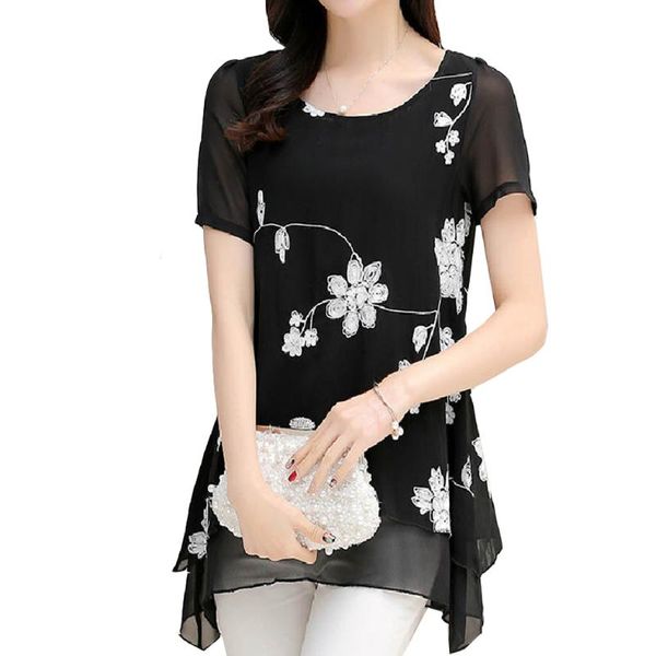

summer for women 2020 summer chiffon blouses vintage embroidery plus size ~3xl casual lady shirt tunics blusa feminina, White