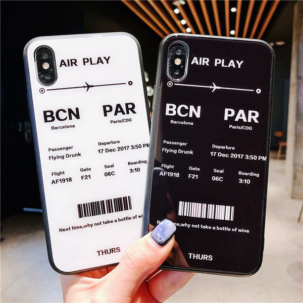 

new phone case for iphone xs max xr 7 6 6s 8 plus x cases funny air tickets cool mirror cvouples tempered glass back cover capa fundas coque