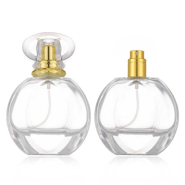 

nbyaic crystal bottle gold cap diamond-set high-end perfume bottle glass empty 50 ml spray