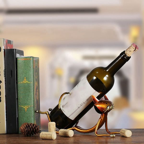 

йога cat metal wine rack wine rack практическая скульптура домашнее украшение indoor ремесла, Pink;blue