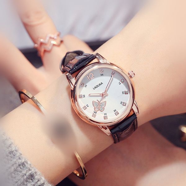 

cute butterfly luminous with waterproof female high school students trend watch for women fashion & casual chronograph, Slivery;brown