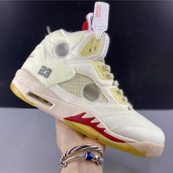 

brand og off cream jumpman 5 5s metallic sail white mens basketball shoes 3m black muslin fire red sport sneakers designer trainers 40-47