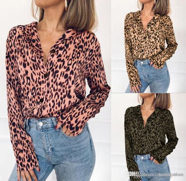 

leopard 19ss autumn long sleeved shirts blouses women v-neck chiffon blouse spring summer, White