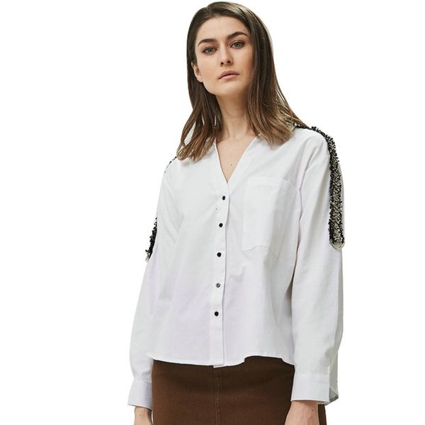 

ladies designer womens blouses women side striped blouses office lady turn down collar shirts white female blusas be335
