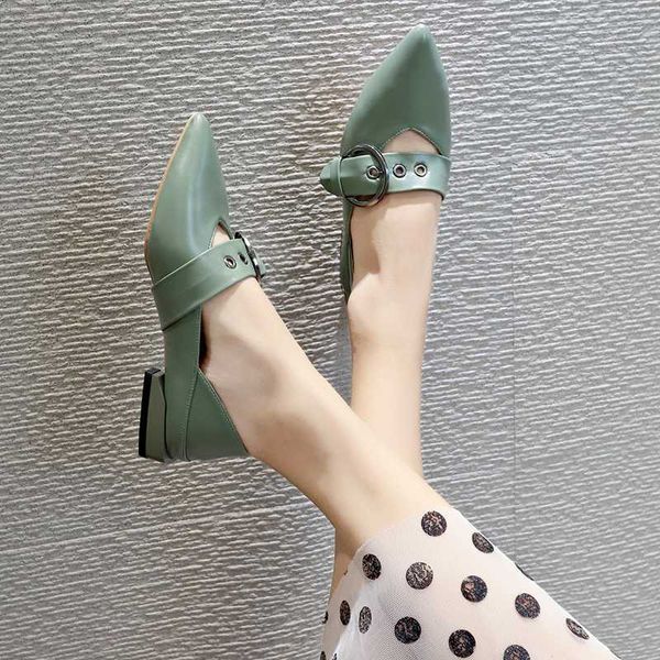 

pointed heel sandals anti-skid 2020 women's ladies shoes summer all-match suit female beige clear heels sale woman closed sexy, Black
