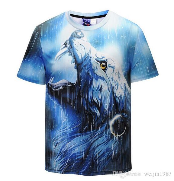 

new 2018 fashion harajuku luxury tees mens designer t shirt men's 3d wolf print tshirts summer short sleeve casual cotton brand t-shirt, White;black
