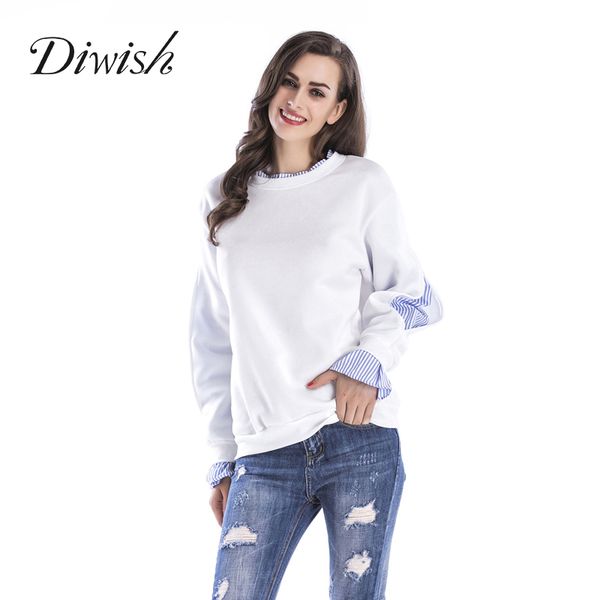 

diwish лоскутной толстовка женщина 2019 новых повседневных пуловеры шеи длинного рукава фуфайка блудницы кофты, Black