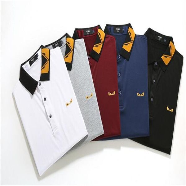 

designer polo shirts men short-sleeves letter embroidery designer 3d brand luxur polo short t-shirts lapel tees formal shirt for man slim, White;black