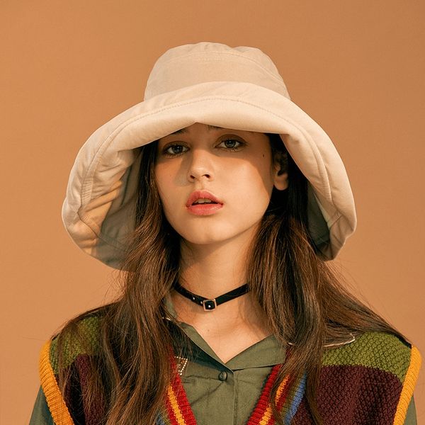 

2019 fisherman women's summer bucket bucket hat eaves artistic all-match leisure sunshade uv sun hat, Blue;gray