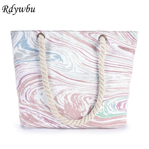 

rdywbu большой размер tote сумки дамы вскользь граффити печати canvas shoulder bag большой rope пляж сумка болса feminina b792