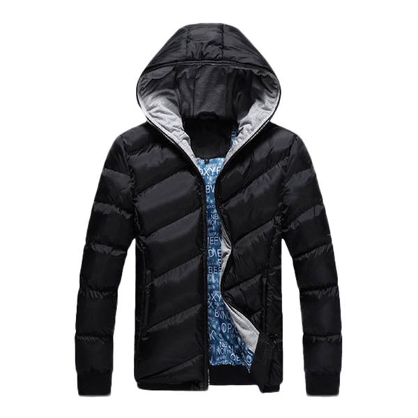 

vogue men winter warm hoodie zipped thick solid fleece coat cotton padded jacket hat detachable warm coat #y31, Black