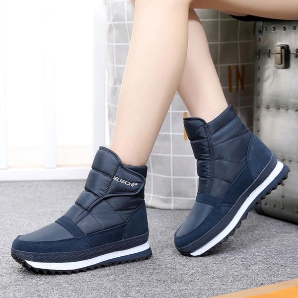 

2019 winter boots women snow boots flat non-slip winter shoes women plush waterproof ankle big size 35-42, Black