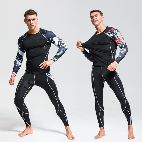 

ski underwear set men quick-drying tights warm base layer compression clothing winter jogging suit men thermal underwear winter, Black;blue